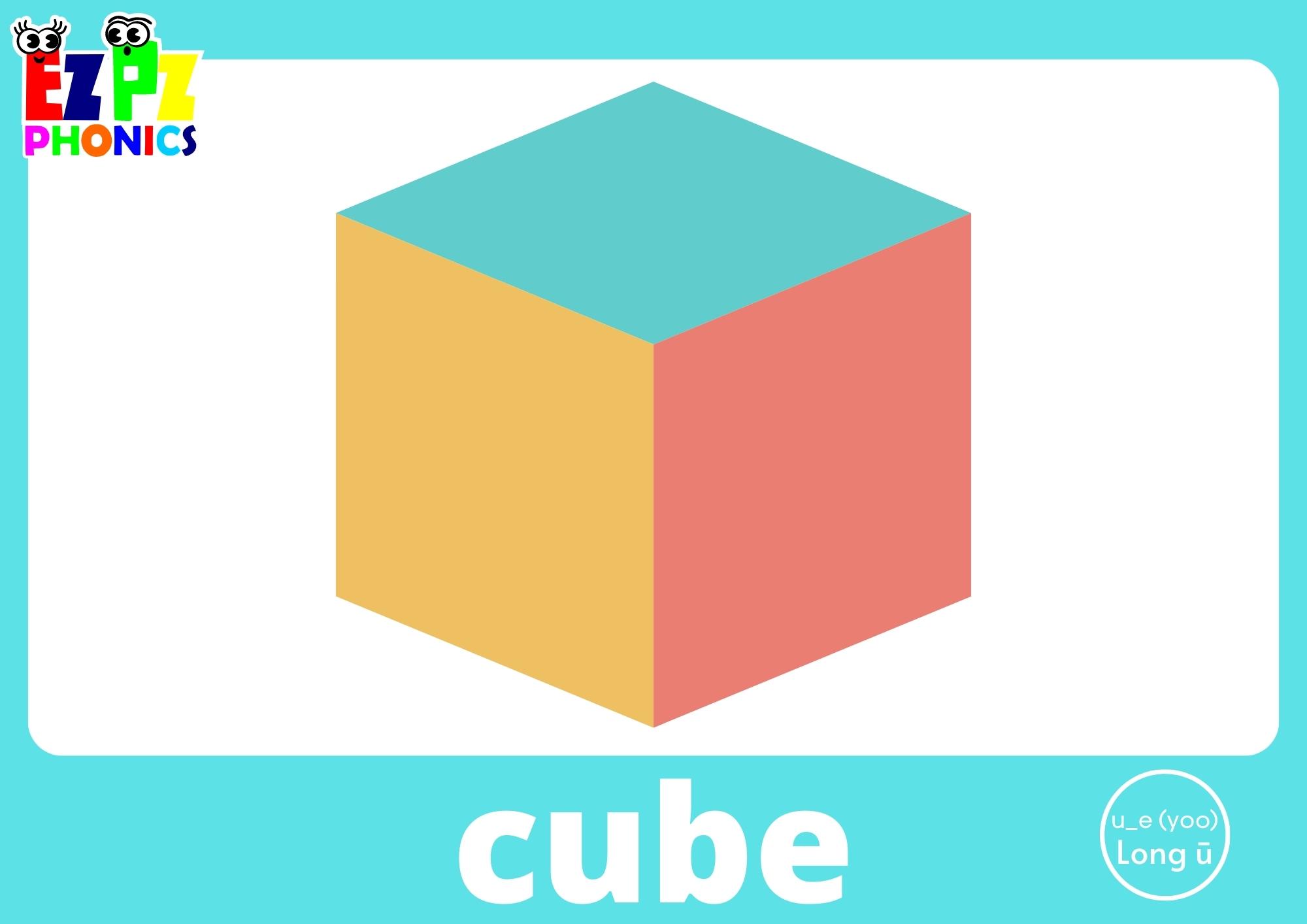 u_e Words Long U (yoo) Vowel Sound Flashcards with Images and Words Printable PDF or View Online For Teachers and Parents to Teach Kindergarten and Preschool Children 